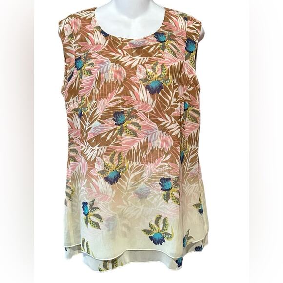 Cabi Women’s Small Ivory Print Layered Sleeveless Top beautiful patten - Picture 1 of 5